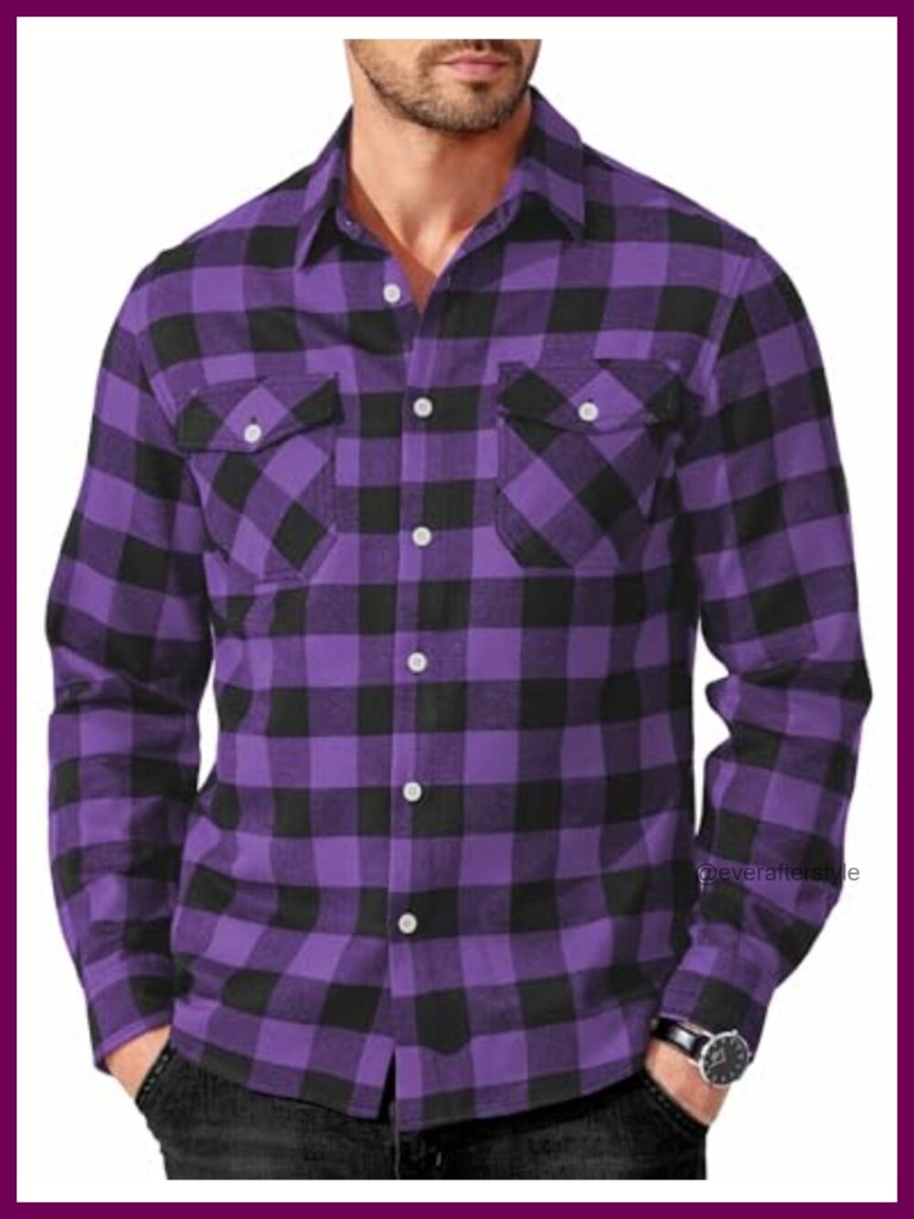 COOFANDY Mens Flannel Shirt Long Sleeve Plaid Button Down Cotton Shirt with